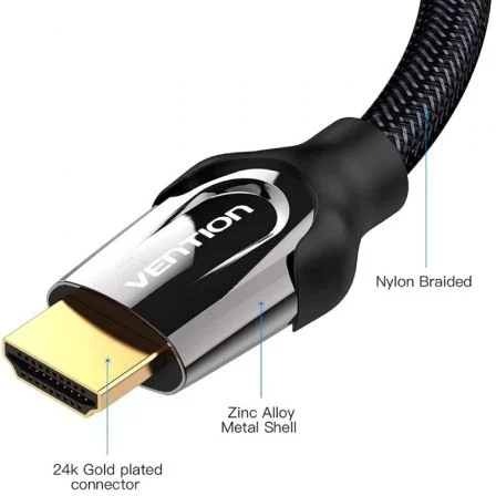 Vention Cable HDMI 2.0 4K VAA-B05-B100 Trenzado 1m Negro Vention Cable HDMI 2.0 4K VAA-B05-B100 Trenzado 1m Negro